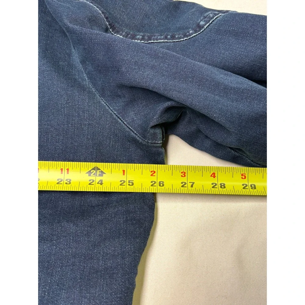 NWOT True Religion Denim Bomber Jacket Mens 2XL TG Blue Full Zip Horseshoe Logo‎
